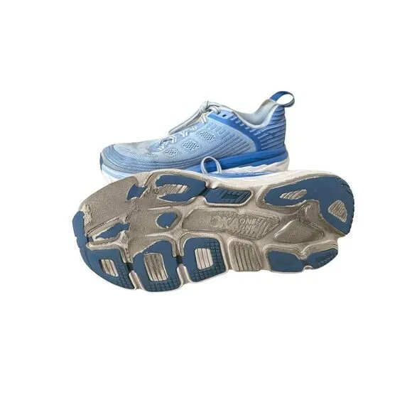 Hoka One One Womens Blue Bondi Comfy Running Lace Up Athletic Shoes Size 6.5