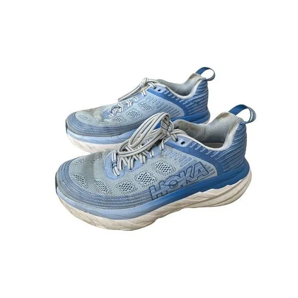 Hoka One One Womens Blue Bondi Comfy Running Lace Up Athletic Shoes Size 6.5