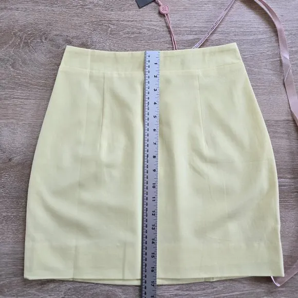House of CB Ilya Lemon Mini Skirt Cotton Linen Blend High Waist Size Small NWT