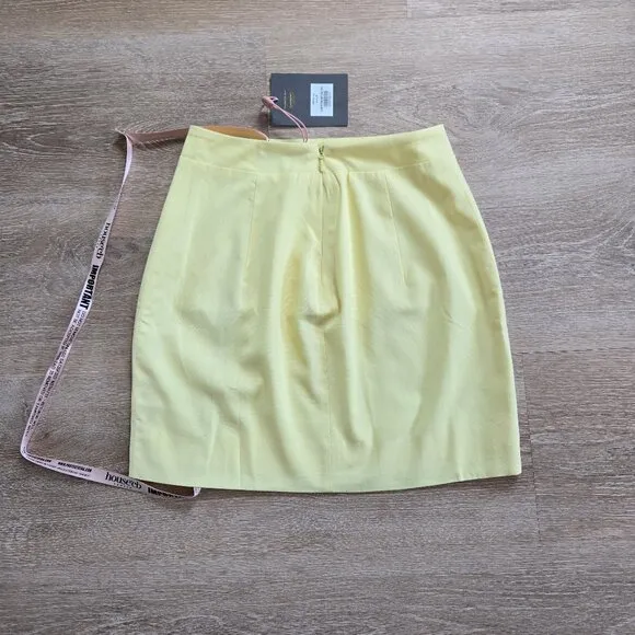 House of CB Ilya Lemon Mini Skirt Cotton Linen Blend High Waist Size Small NWT