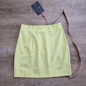 House of CB Ilya Lemon Mini Skirt Cotton Linen Blend High Waist Size Small NWT