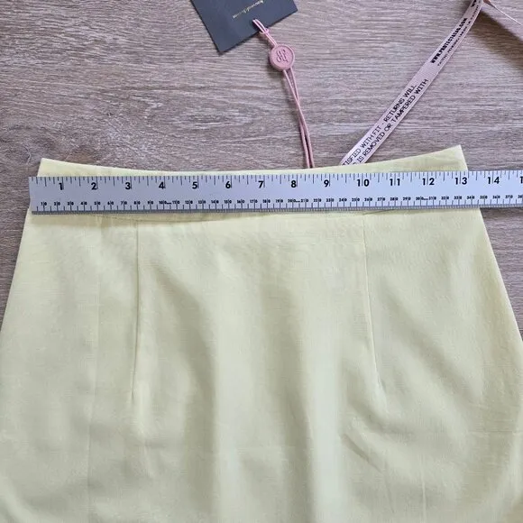 House of CB Ilya Lemon Mini Skirt Cotton Linen Blend High Waist Size Small NWT
