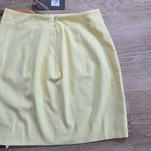House of CB Ilya Lemon Mini Skirt Cotton Linen Blend High Waist Size Small NWT