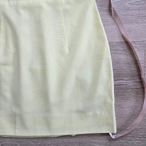 House of CB Ilya Lemon Mini Skirt Cotton Linen Blend High Waist Size Small NWT