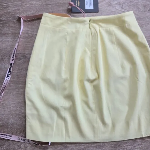 House of CB Ilya Lemon Mini Skirt Cotton Linen Blend High Waist Size Small NWT