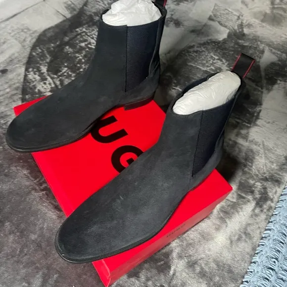 HUGO Black Suede Ankle Boots