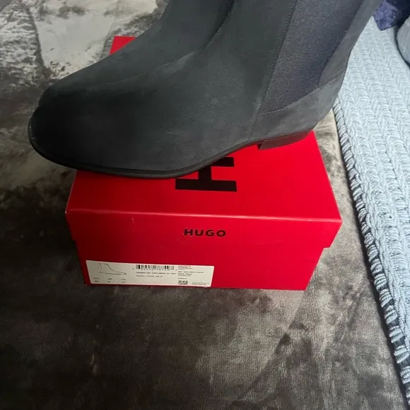 HUGO Black Suede Ankle Boots