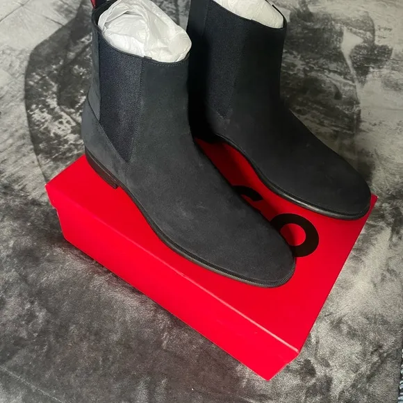 HUGO Black Suede Ankle Boots