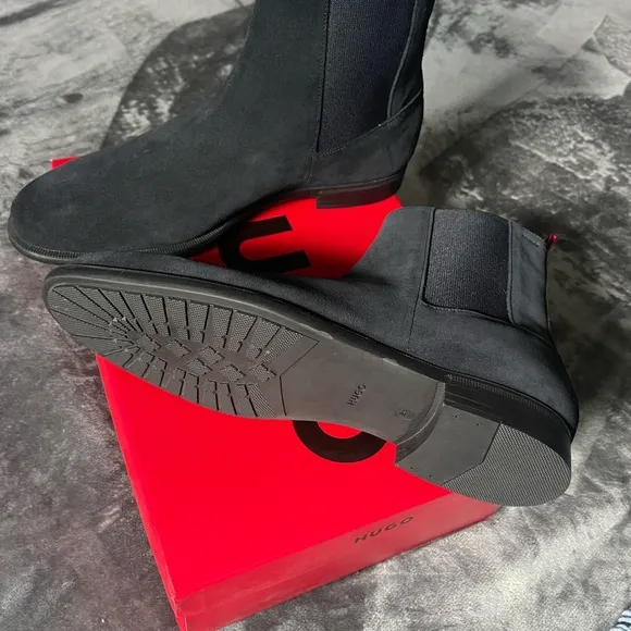 HUGO Black Suede Ankle Boots