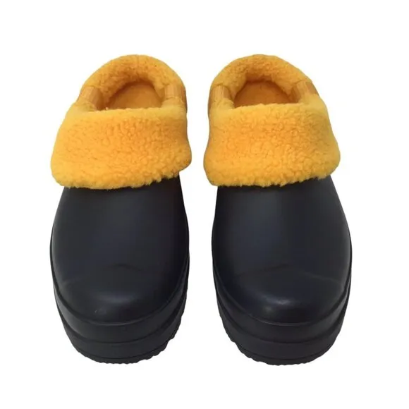 Hunter Play Clogs Welly Waterproof Insulated Black Nomad Orange Sz 8 Rain Boots