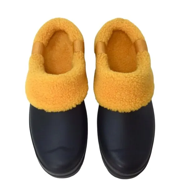 Hunter Play Clogs Welly Waterproof Insulated Black Nomad Orange Sz 8 Rain Boots