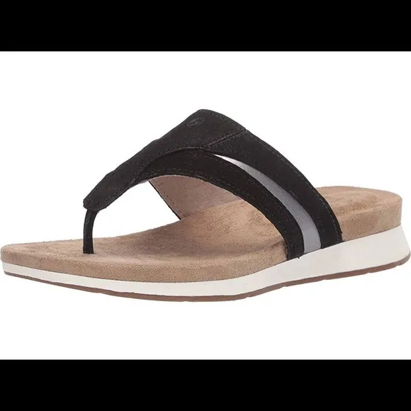 HUSH PUPPIES LEATHER BLACK PEPPER TOEPOST  THONG SANDALS NWT SZ 8