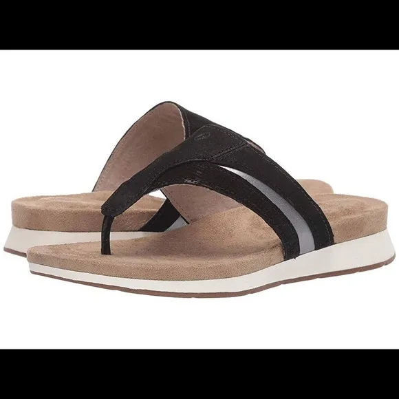 HUSH PUPPIES LEATHER BLACK PEPPER TOEPOST  THONG SANDALS NWT SZ 8