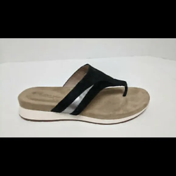 HUSH PUPPIES LEATHER BLACK PEPPER TOEPOST  THONG SANDALS NWT SZ 8