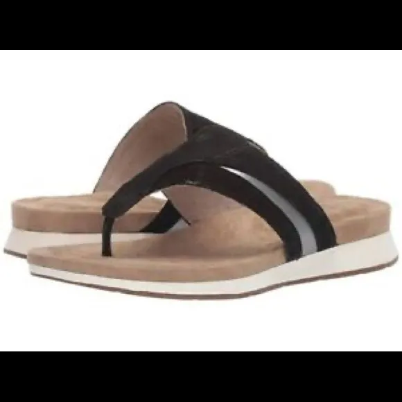 HUSH PUPPIES LEATHER BLACK PEPPER TOEPOST  THONG SANDALS NWT SZ 8