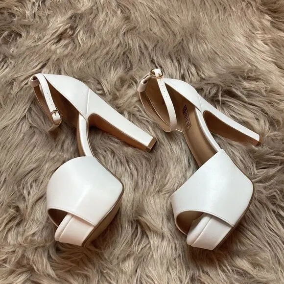 IDIFU Jana Platform Chunky High Heels Peep Toe Ankle Strap Wedding Bridal Party