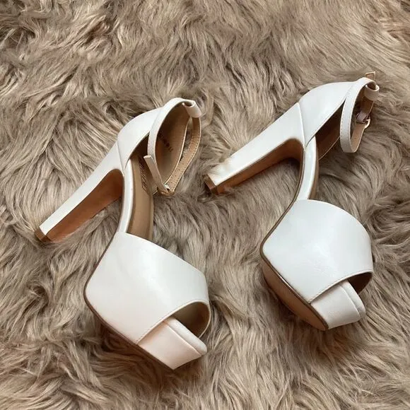 IDIFU Jana Platform Chunky High Heels Peep Toe Ankle Strap Wedding Bridal Party