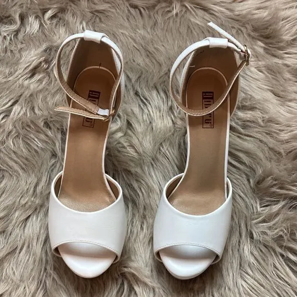 IDIFU Jana Platform Chunky High Heels Peep Toe Ankle Strap Wedding Bridal Party