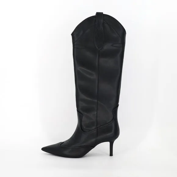I.N.C. Int Concepts Women Black Vegan Leather Hayleigh Western Boots Size 7M