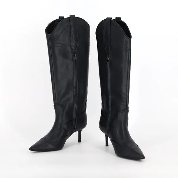 I.N.C. Int Concepts Women Black Vegan Leather Hayleigh Western Boots Size 7M