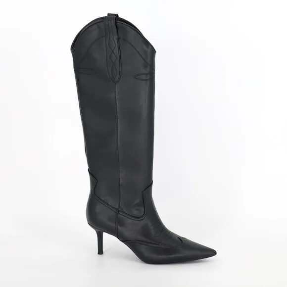 I.N.C. Int Concepts Women Black Vegan Leather Hayleigh Western Boots Size 7M
