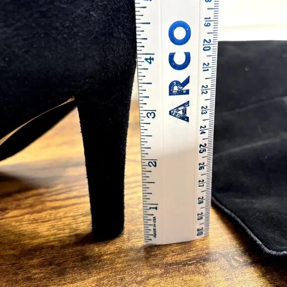 INC Size 7.5 Sheran Boots Over the Knee Black Suede Leather Heeled Round Toe