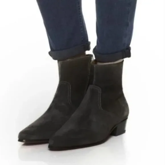 IRO Aisling Suede Pointed Toe Ankle Boots Black Size 40
