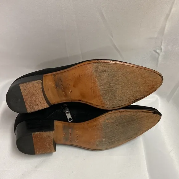 IRO Aisling Suede Pointed Toe Ankle Boots Black Size 40