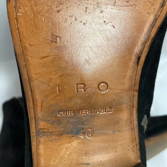 IRO Aisling Suede Pointed Toe Ankle Boots Black Size 40