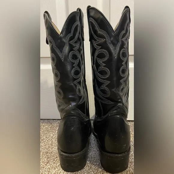 Iron Age Mens Black Leather Steal Toe Cowboy Boots sz 9D