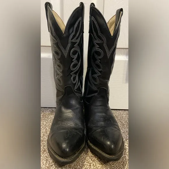 Iron Age Mens Black Leather Steal Toe Cowboy Boots sz 9D