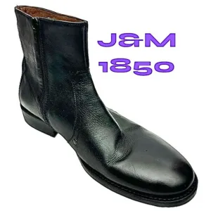 J &amp; M  1850 Mens Chukka Zipper Black Leather Boot  Size 9 M 59-11941 Pre-Owned