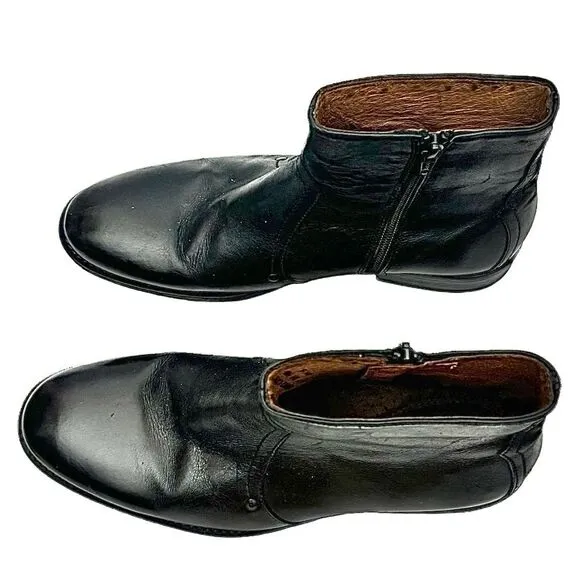 J &amp; M  1850 Mens Chukka Zipper Black Leather Boot  Size 9 M 59-11941 Pre-Owned