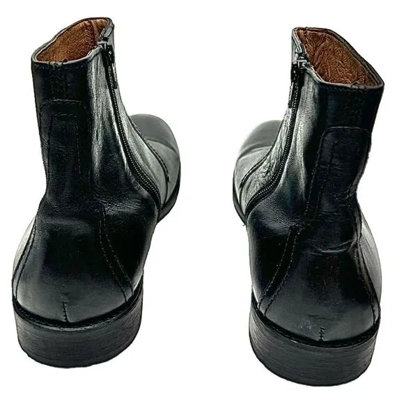 J &amp; M  1850 Mens Chukka Zipper Black Leather Boot  Size 9 M 59-11941 Pre-Owned