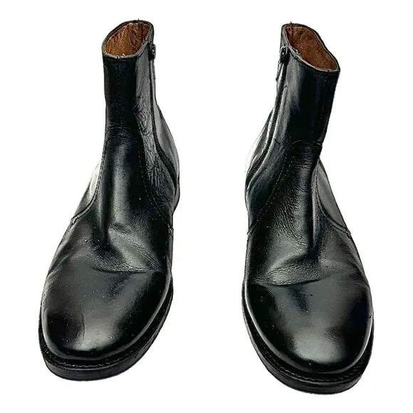 J &amp; M  1850 Mens Chukka Zipper Black Leather Boot  Size 9 M 59-11941 Pre-Owned
