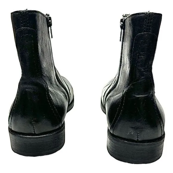 J &amp; M  1850 Mens Chukka Zipper Black Leather Boot  Size 9 M 59-11941 Pre-Owned