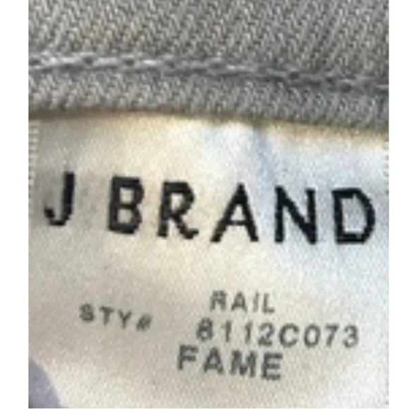J Brand Rail Tie Dye Distressed Slim Jeans | Fame Wash: Grey/ White | Size 24
