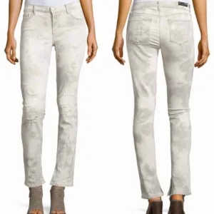 J Brand Rail Tie Dye Distressed Slim Jeans | Fame Wash: Grey/ White | Size 24