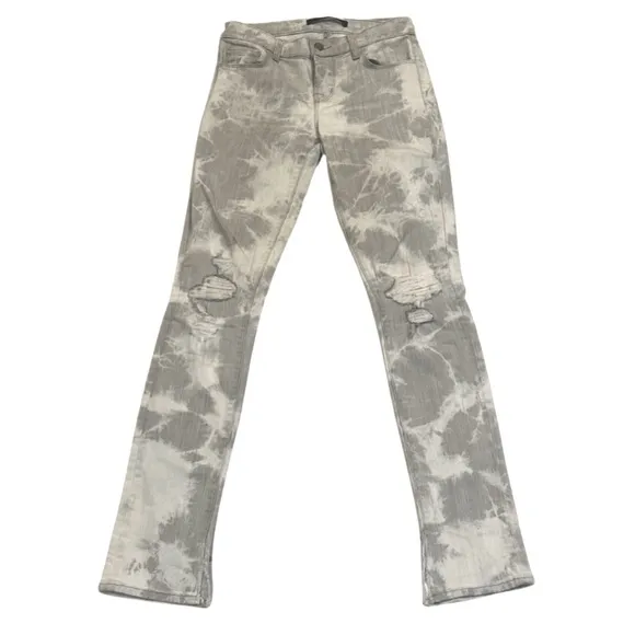J Brand Rail Tie Dye Distressed Slim Jeans | Fame Wash: Grey/ White | Size 24