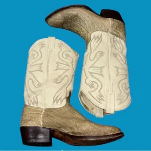 J Chisholm vintage men’s leather hand made western heeled cowboy boots .