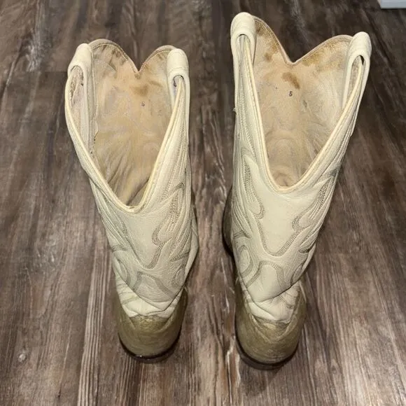 J Chisholm vintage men’s leather hand made western heeled cowboy boots .