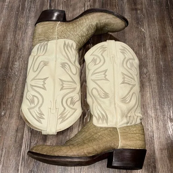 J Chisholm vintage men’s leather hand made western heeled cowboy boots .