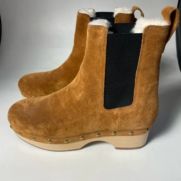 J. Crew Brown Suede Clog  Ankle Boots with Studded Detail size 9, never worn.