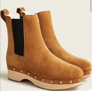 J. Crew Brown Suede Clog  Ankle Boots with Studded Detail size 9, never worn.