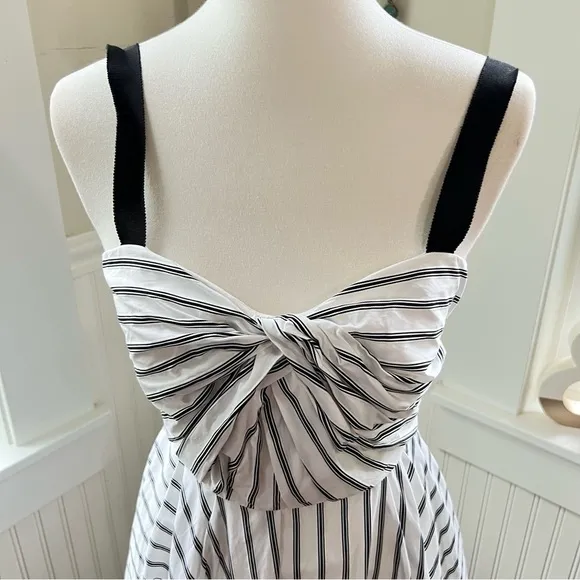 Jason Wu Black and White Striped Midi Dress - Size 4 Preppy Yacht Wife
