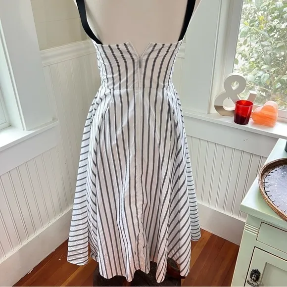 Jason Wu Black and White Striped Midi Dress - Size 4 Preppy Yacht Wife