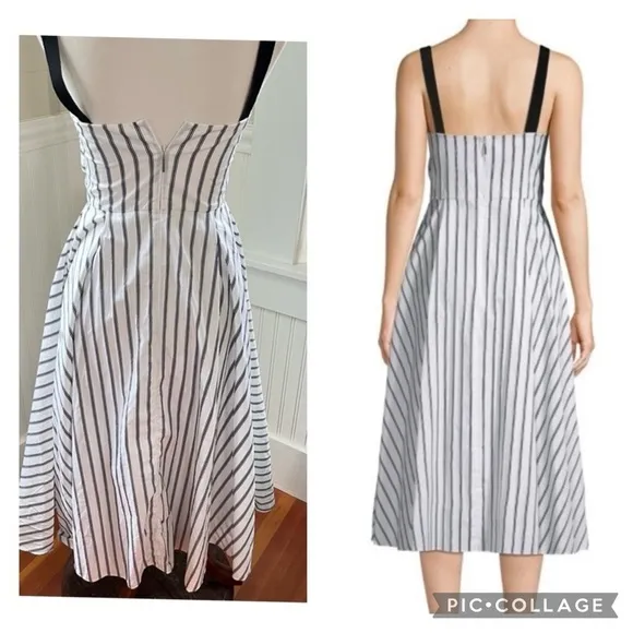 Jason Wu Black and White Striped Midi Dress - Size 4 Preppy Yacht Wife