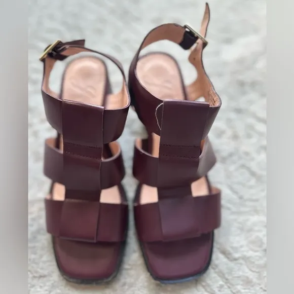 J.Crew Dylan Fisherman Block-Heel Sandals - Port Wine - Size 6.5