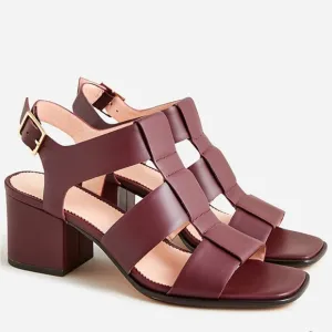 J.Crew Dylan Fisherman Block-Heel Sandals - Port Wine - Size 6.5