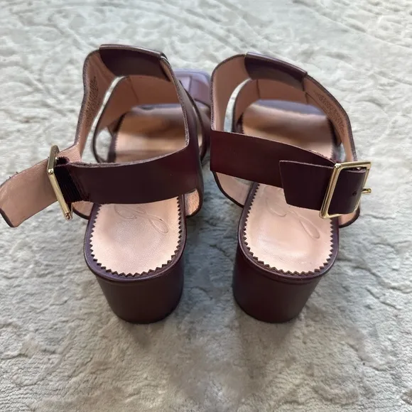 J.Crew Dylan Fisherman Block-Heel Sandals - Port Wine - Size 6.5